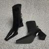 Ботинки Челси Туфли на высоком каблуке Женские готические дизайнерские туфли на толстой подошве Зимние туфли на молнии Новые модные туфли-лодочки Ботинки Mujer Zapatos Botas