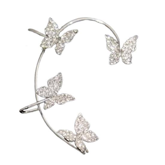 1Pc Clip Earring Butterfly Rhinestone Jewelry Temperament Delicate Ear Cuff for Wedding