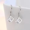 New 925 Sterling Silver Women Earrings Pendant Fashion Luxury Square Ear Hook High Quality Zircon Pair Earring Jewelry Gift