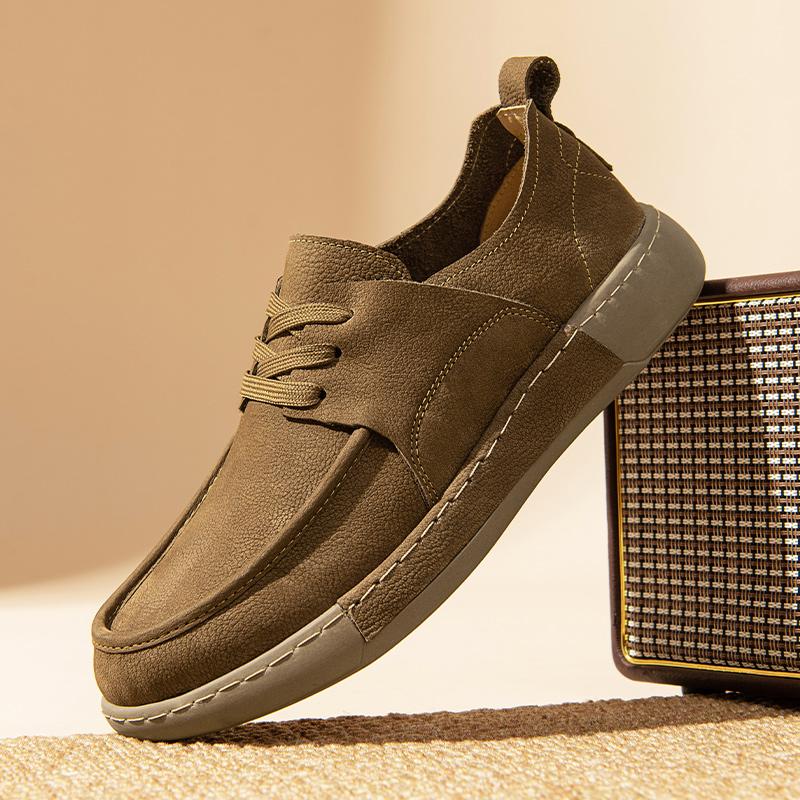 Ретро Новые Мужские Замшевые Кожаные Туфли Мягкая Подошва Удобные Высококачественные Ручной Работы Подошва Мужские Оксфорды Хаки Обувь для Вождения