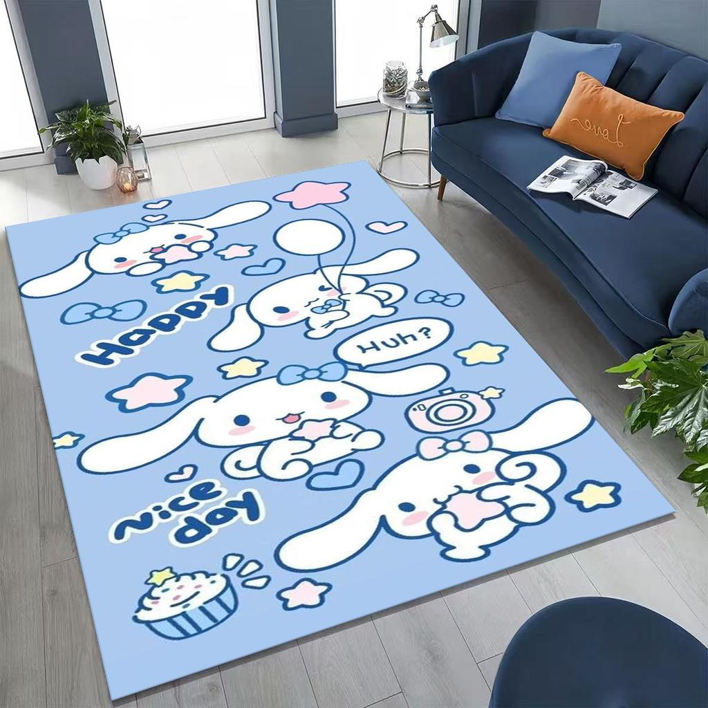 2026 New Cute Cinnamoroll Pompompurin Sanrio Cartoon Rug for Bedroom Living Room Sofa Home Doormat Decor, Kid Non-slip Floor Mat