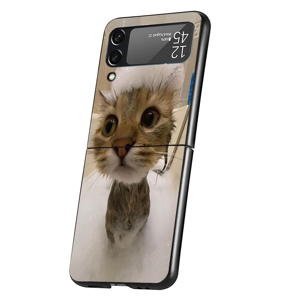 Смешные Мемы с Кошками Чехол для Телефона Для Samsung Galaxy Z Flip 7 6 5 4 3 5G Flip7 Flip6 Flip5 Flip4 Flip3 Черный Fundas Чехол