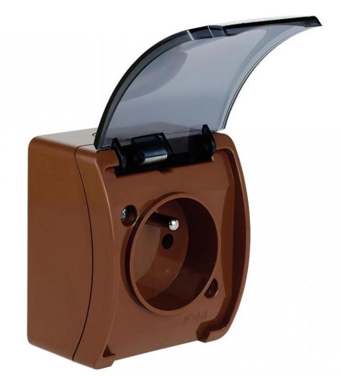 Koala Single Socket Z/U (2P+Z) N/T Ip44 Brown With Smoke Flap Vg 161-52 61.377