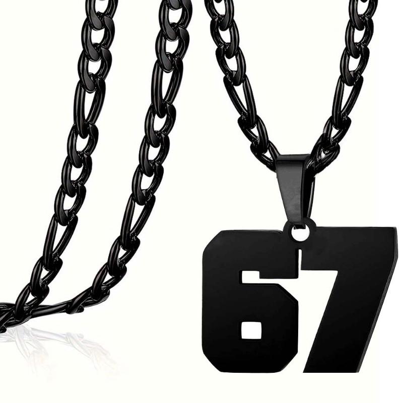 67 Ожерелье Панк Бирка Буква Нержавеющая Сталь Подвеска Ожерелья Для Мужчин Женщин Украшения Спортивный Подарок