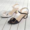 2024 Open Toe Women Chunky Heels Casual Women's Sandals Black White All-match Female Pumps Fashion Womens Sandals Buckle Shoes