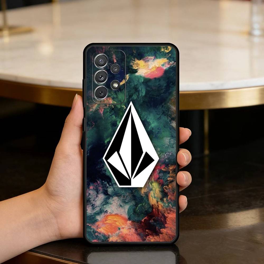 Luxury V-VOLCOMES Sport Style  Phone Case For Samsung Galaxy A73,A72,A71,A70,A53,A52,A51,Soft Silicone Black Cover