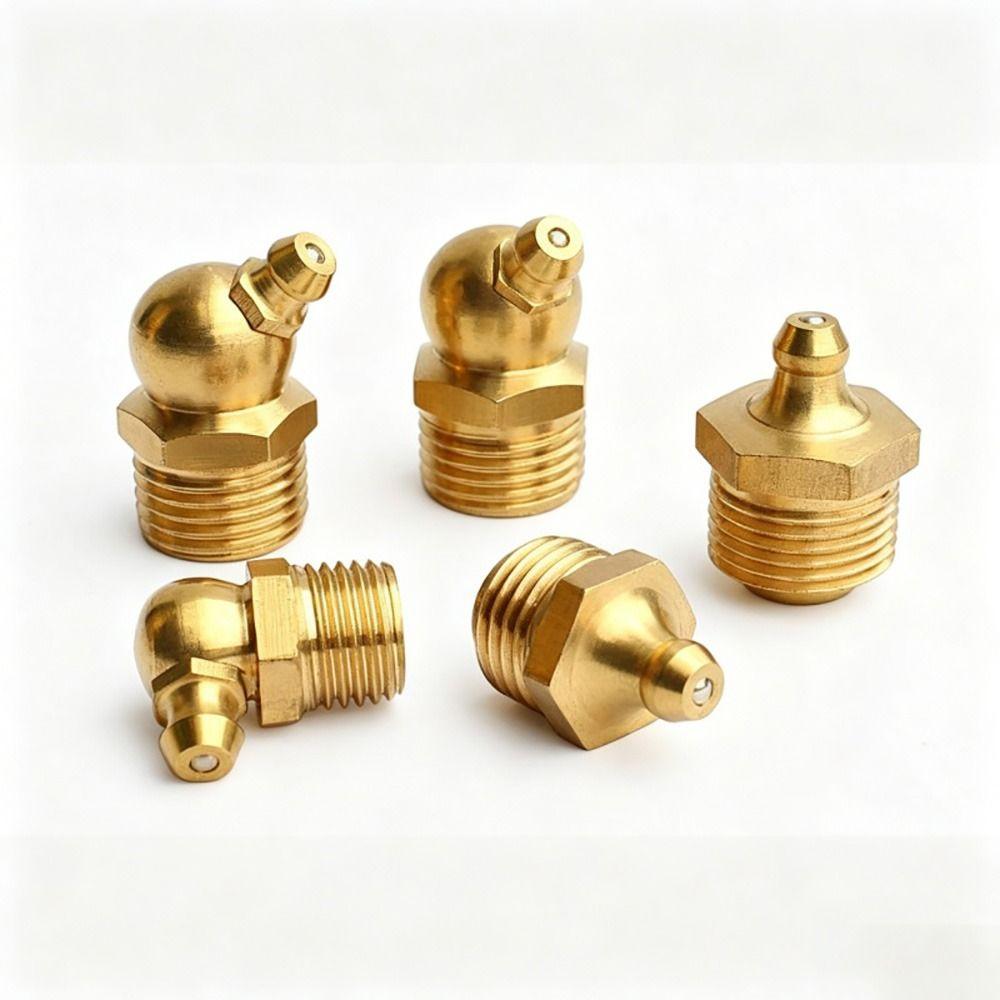 10Pcs Brass Brass Grease Nipple Oil Zerk Fitting for Construction Machinery