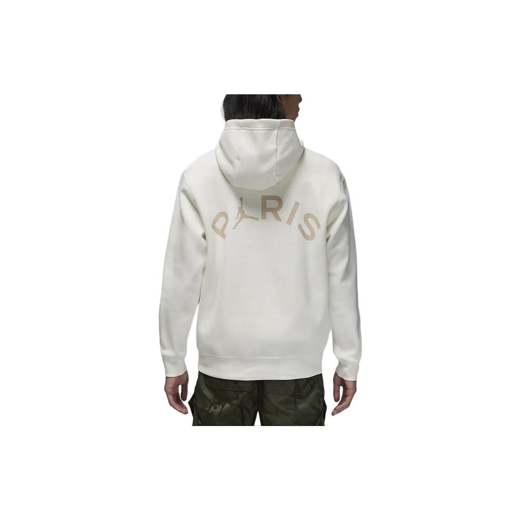 Jordan X PSG Collaboration SS24 Paris Saint-Germain Solid Color Hooded Fleece Sweatshirt Men Sweatshirt Sail-White FN5327133