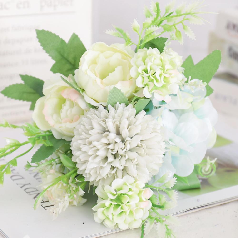 Искусственные цветы шелковый пион гортензия для гостиной домашнее украшение свадебный букет невесты роза искусственные растения настольные аксессуары
