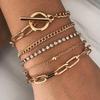 Geometric OT Buckle Multi-Layer Bracelet: Versatile Diamond, Round Bead Design for Women