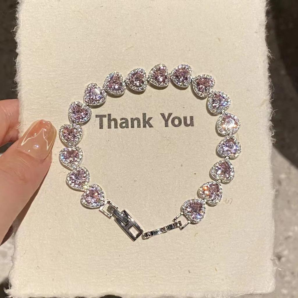 Super Sparkling Zircon Bracelet Light Luxury Minimalist Style Versatile Wrist Jewelry Gift for Girlfriend