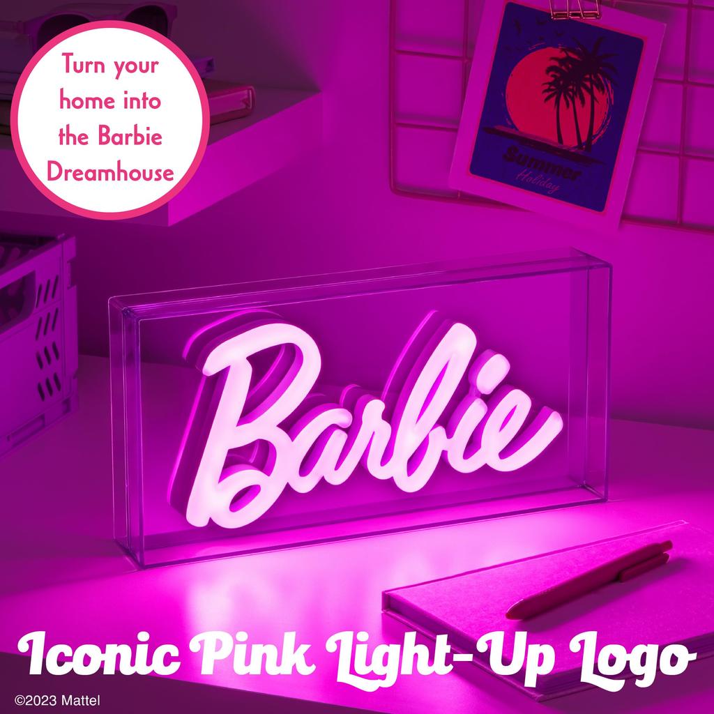 Paladone Barbie Logo Lamp LED Neon Pink Sign Official Barbie Merchandise - - -