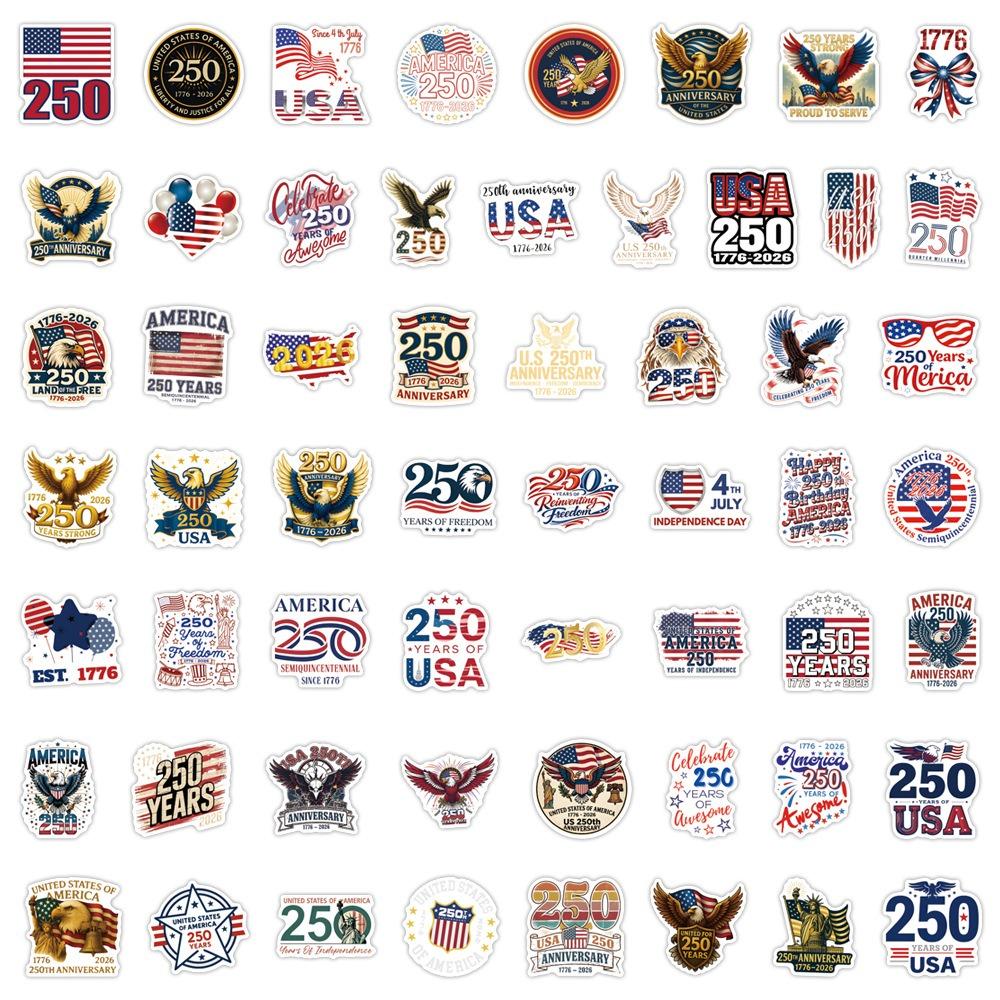 57Pcs United States 250Th Anniversary Stickers Luggage Water Cup Stationery Car Notebook Refrigerator Decoration Diy Decals