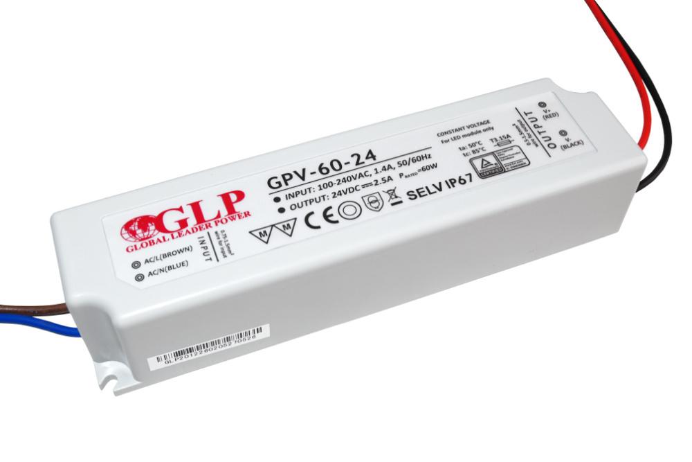 Hermetic Led Power Supply Gpv Switching Ip67 Dc 24V 2.5A Gpv-60-24