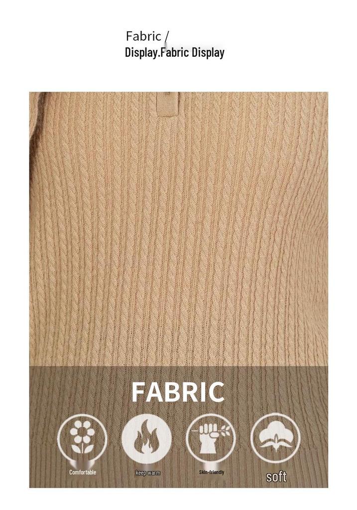 Spring 2026 Seamless Wool One-Piece Polo Collar Slim Fit Cable Knit Sweater