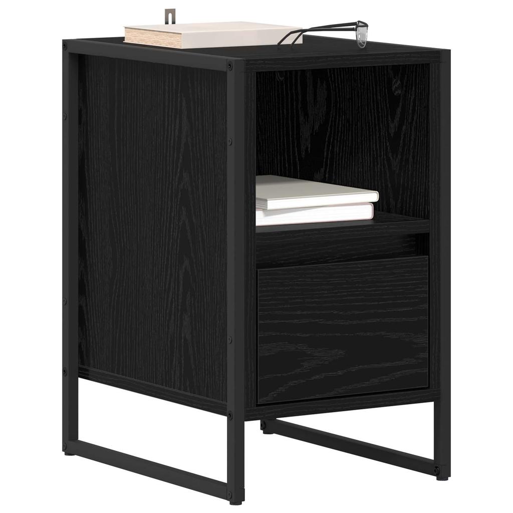 Nightstand Black Oak Effect 39.5 x 30 x 50 cm Engineered Wood