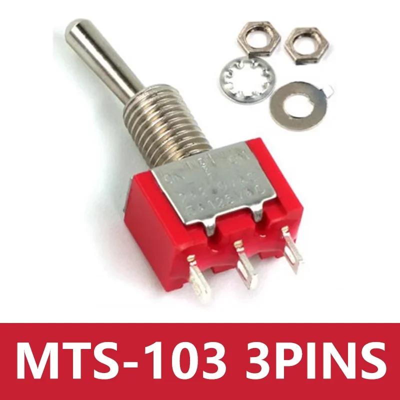 10pcs 3/6 Pin Mini Switches MTS-102 103 MTS-202 203 Toggle Switch ON-OFF-ON Micro Switch with Solder Terminal Waterproof Cap
