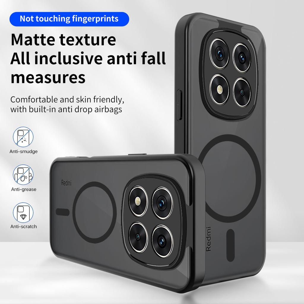 For Xiaomi Redmi Note 14 Pro+ 5G Case Shockproof Matte PC+TPU Anti-fingerprint Translucent Cover for Redmi Note 14 Pro+