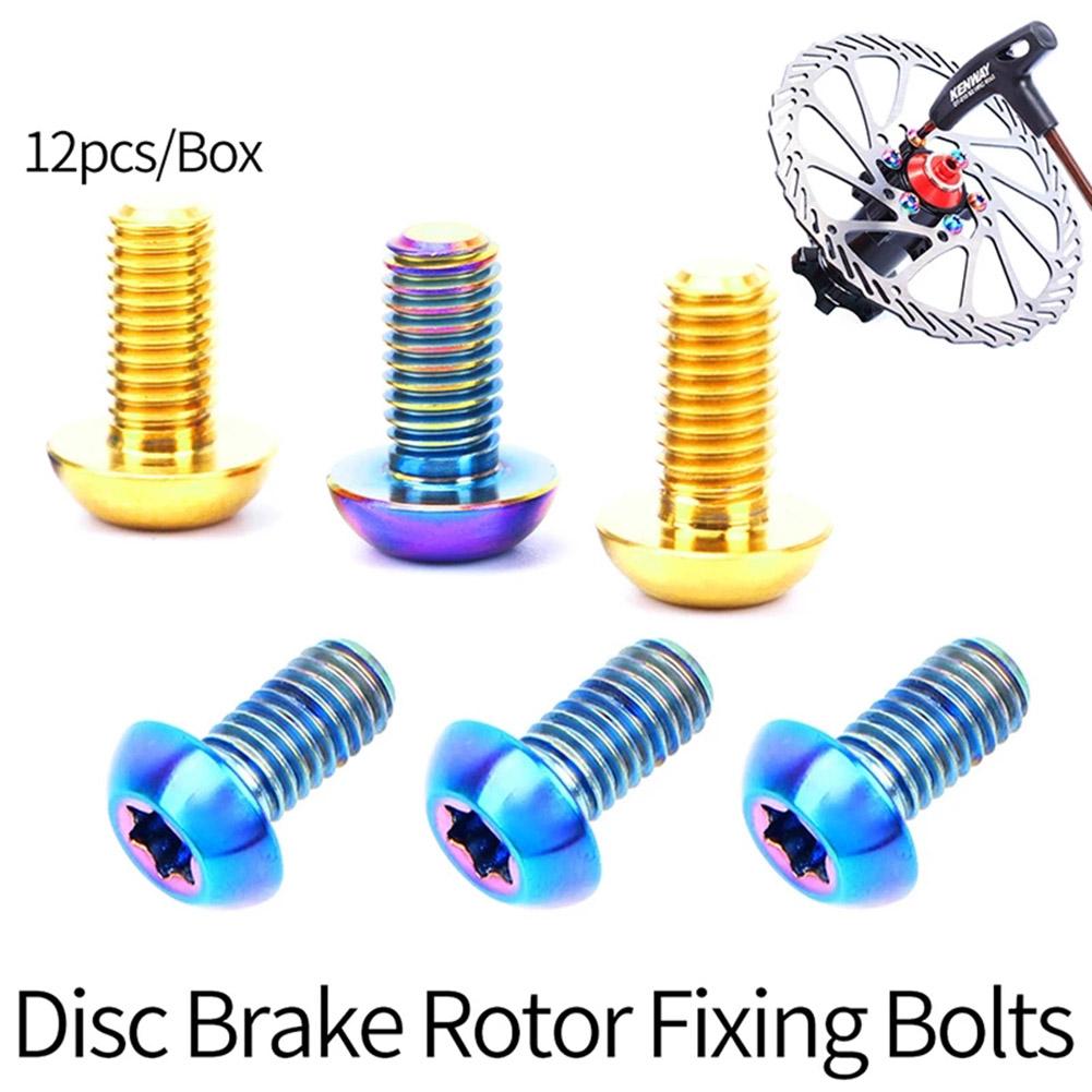12pcs Fixed Screw M5x10 Titanium Alloy Exquisite Workmanship Mountain Bike T25 Torx Brake Disc Screw