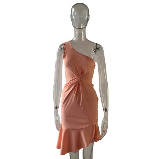 Облегающее платье с разрезом, неровный подол, с рюшами на талии, на одно плечо, без рукавов, женское платье с дырявой спиной, платье средней длины с запахом на бедрах, праздничные атрибуты