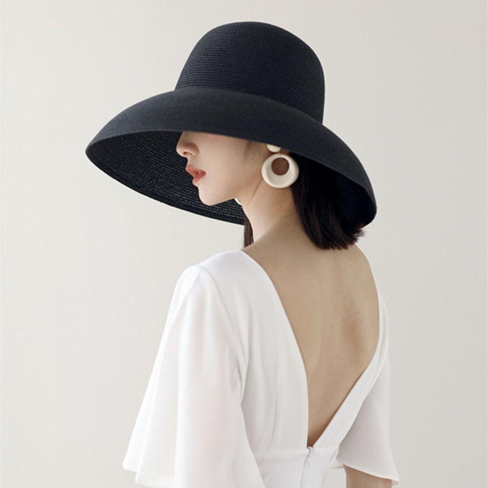 Wide Brim Straw Hat Boho UV Protection Cap Fashion Weave Hat Travel