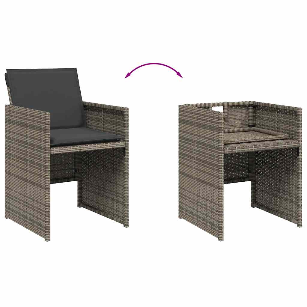 15 piece outdoor dining set with cushions gray poly rattan