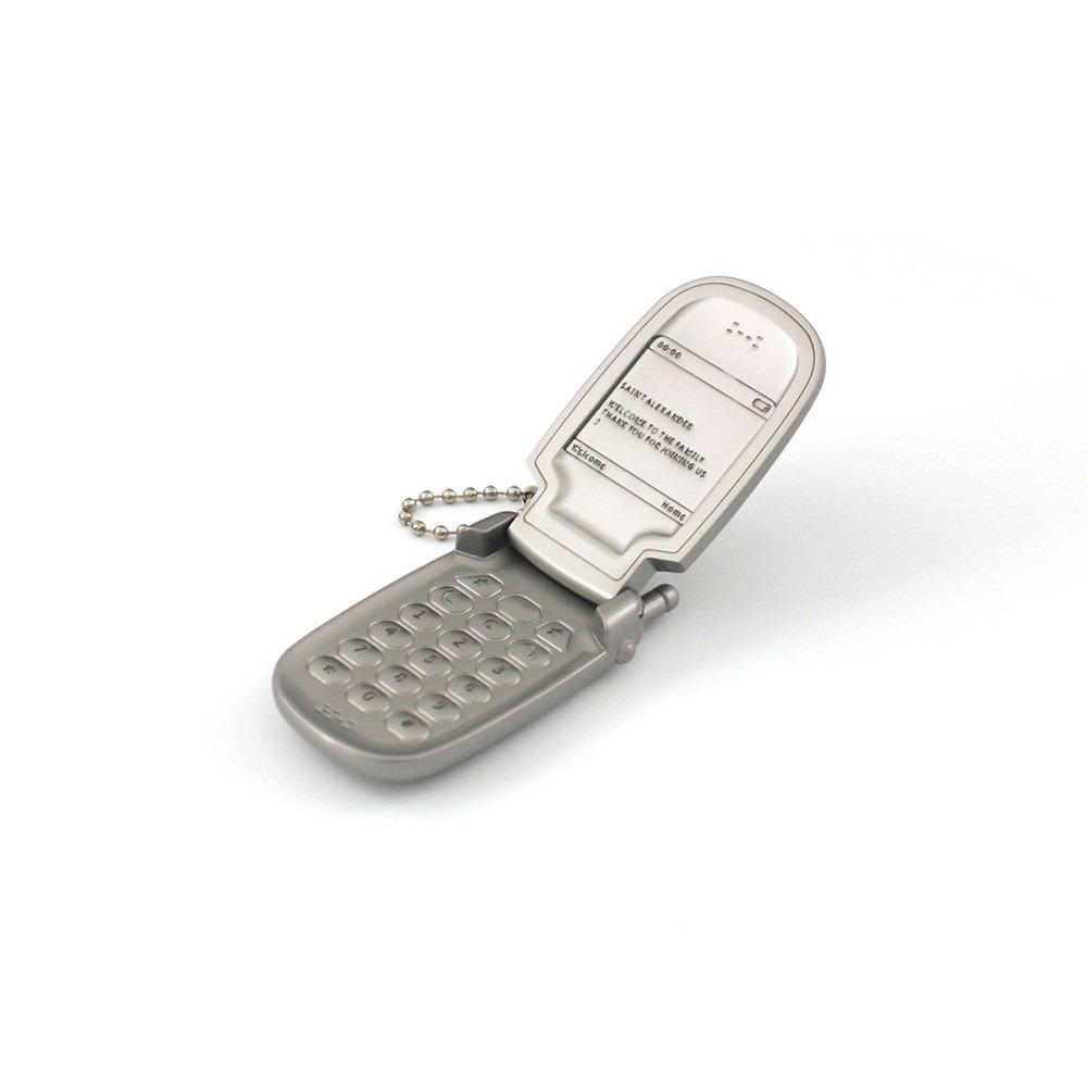 Zinc Zinc Alloy Mini Phone Model Pendant Retro Foldable Phone Shape Key Ring  Backpack Accessories