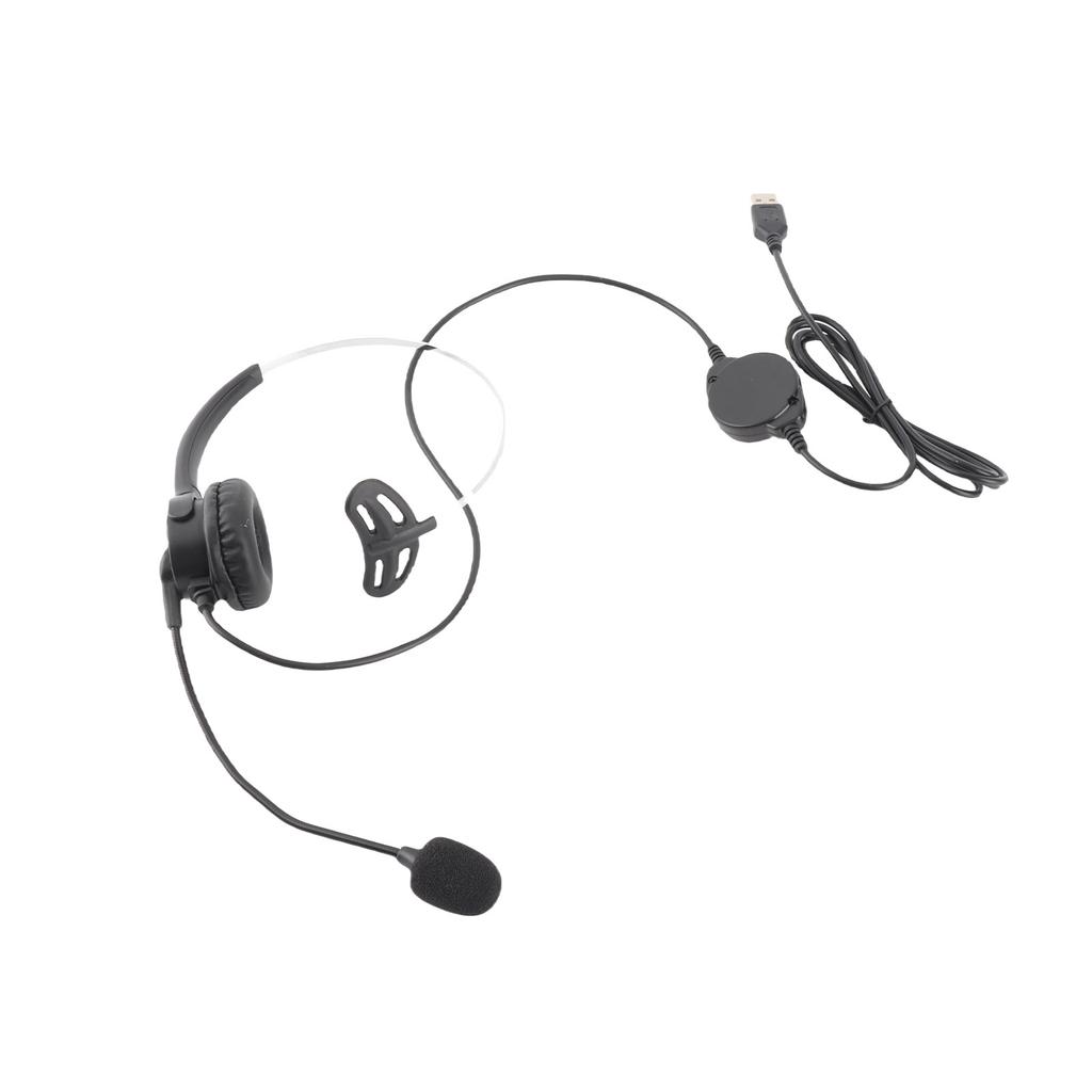 131 One Ear Headset, USB Headphones, Head Mounted Computer Headphones for Call Center Headsets in Right and Left Ear with Volume Control in Cable