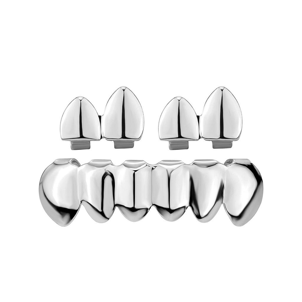 Унисекс Блинг Грилзы для Зубов Урбан Хип-Хоп Блестящие Зубы Грилзы Набор Сплав Верх Низ Мода Накладка для Зубов Шарм