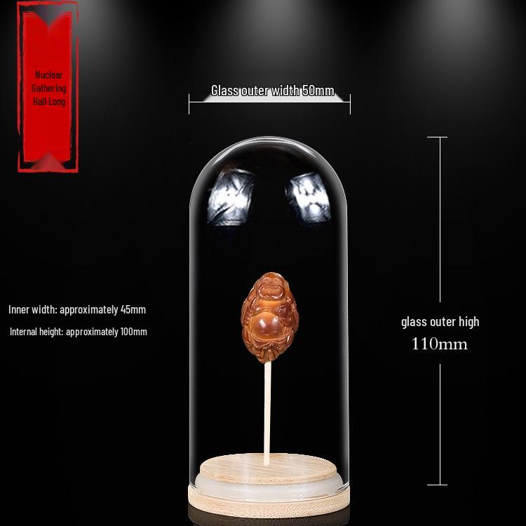Дисплей для грецких орехов Вэньвань, тыквы и косточек оливы с бамбуковым основанием и стеклянным колпаком высокой прозрачности