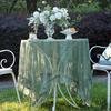 Retro Table Cloth See-through Hollow Out Lace Romantic Style Round Shape Ruffle Floral Embroidery Table Protection Banquets Party Decoration