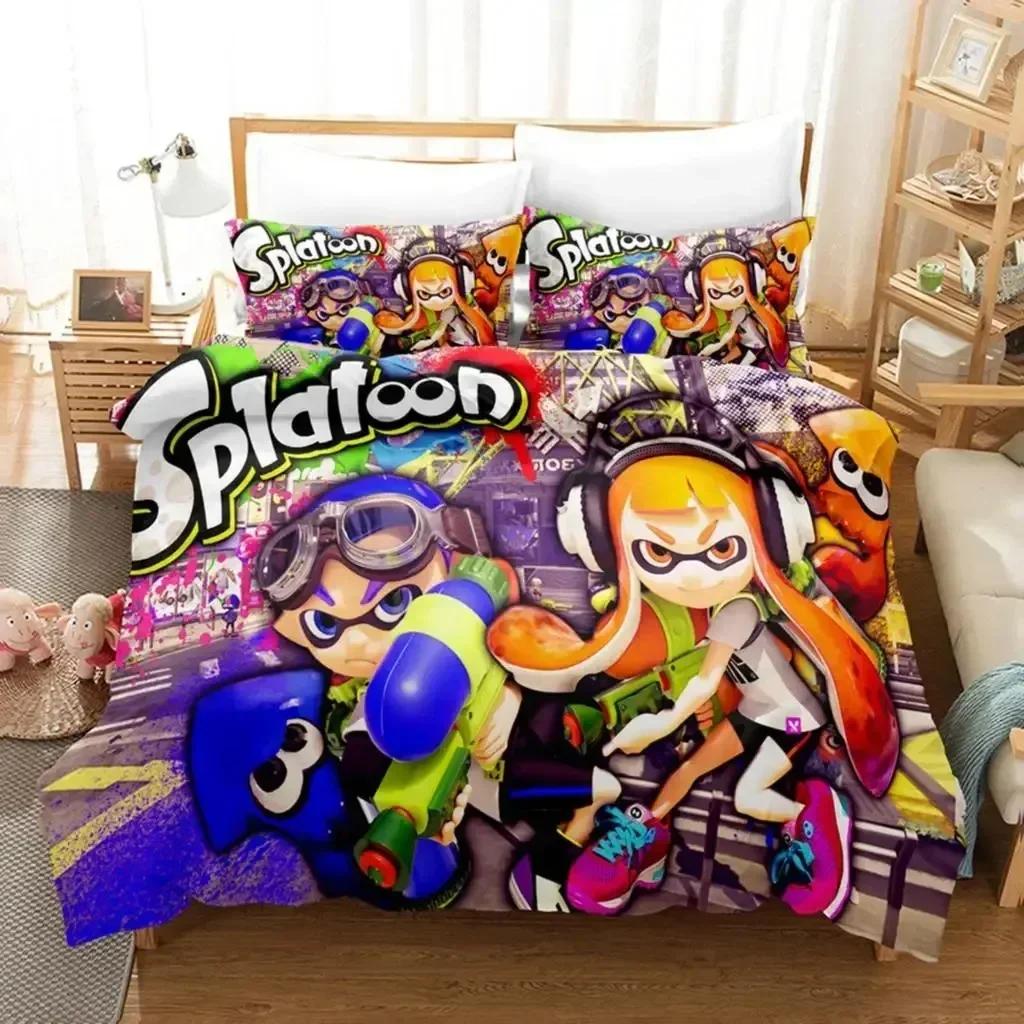 Splatoon 3D Print Bedding Set Duvet Cover Sheet Printed Bed Set Pillowcase Bed Full Queen King Size Comforter Bedroom