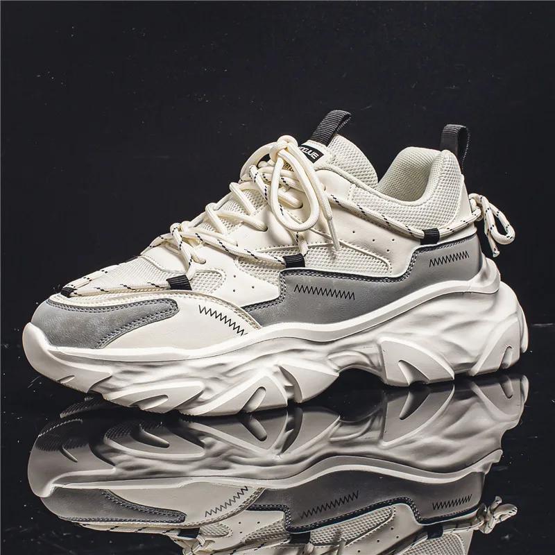 Мужская спортивная обувь 2024 года с дышащей сеткой, модная повседневная обувь на толстой подошве, модные мужские кроссовки для бега, мужские кроссовки