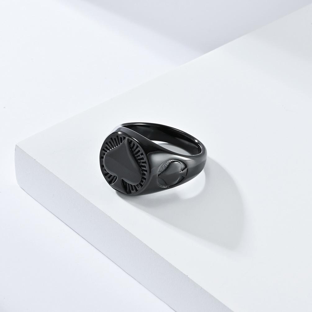 Poker Spade A Titanium Steel Ring Ring Men's Niche Personality Lucky Accessories Hipster Wear Hand Accessories