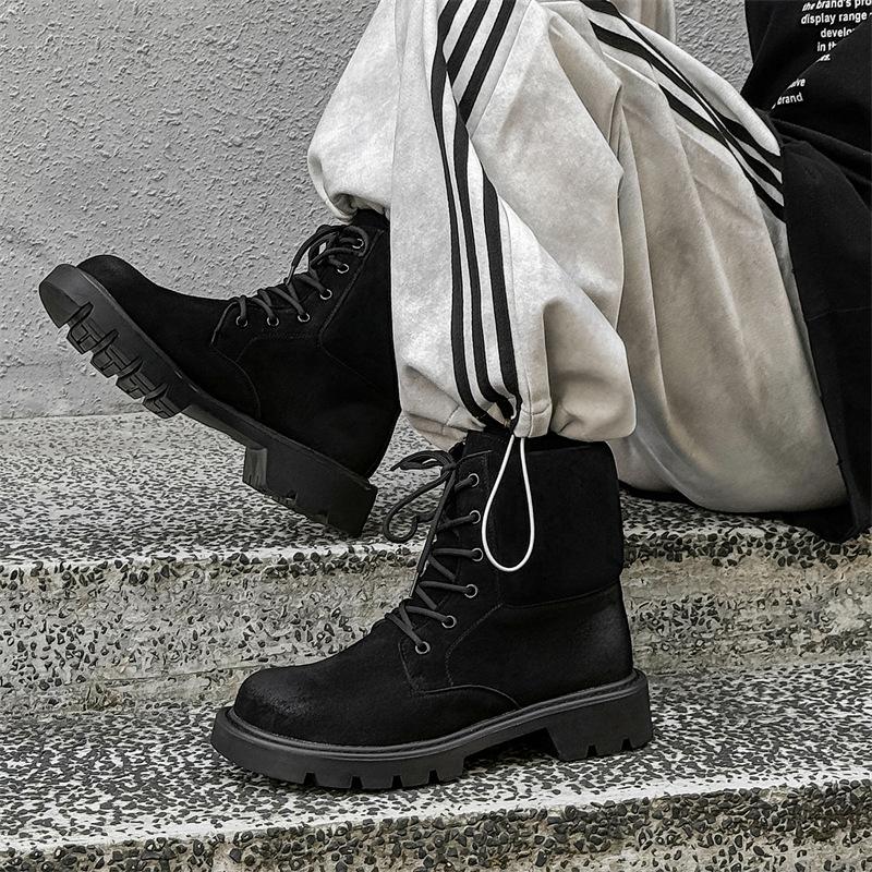 Повседневные ботинки Мартин мужские высокие короткие ботинки уродливые милые большеголовые ретро рабочие ботинки на толстой подошве британские ботинки-ревень 23369-J