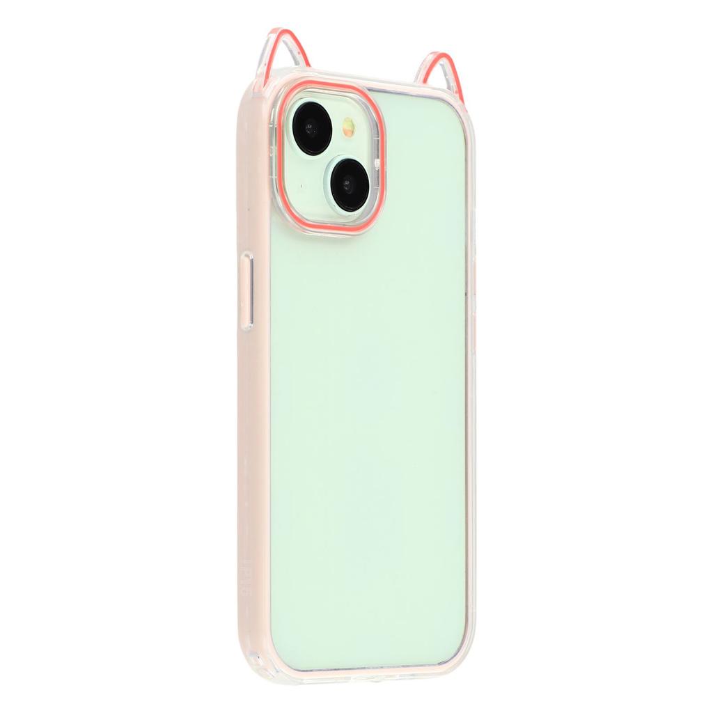 For iPhone 13 Case Cat Ear Design TPU+Acrylic Clear Phone Back Cover