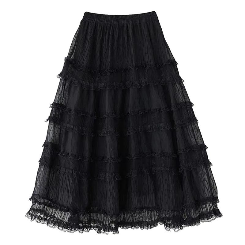 Xitao Lace Patchwork Gauze Elastic Waist Skirt ZMY1216