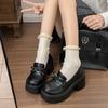 Thick-soled Round Head Student Women's Summer New Versatile Black Mary Jane Small Leather Shoes