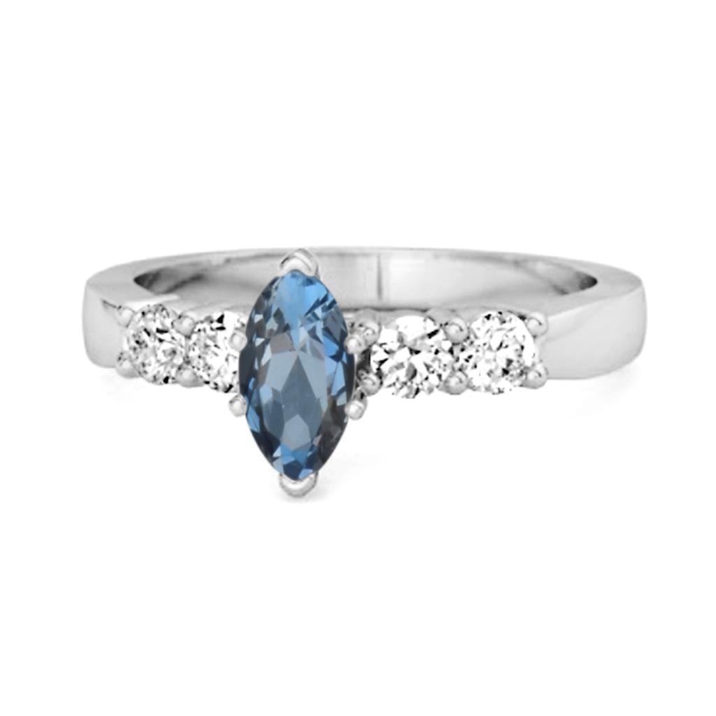 London Blue Topaz Tapered Five- 925Stone Ring - 925 Sterling Silver