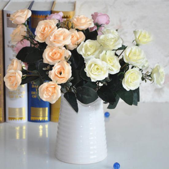 1 букет/12 головок искусственные розы шелковый цветок домашний декор свадебного букета