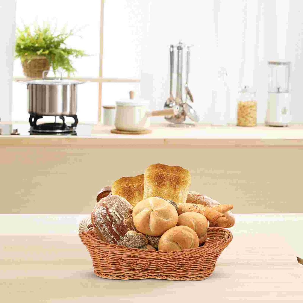 Plastic Woven Fruit Basket Tabletop Snacks Serving Bread Container Household Dessert Tray Mexican Candy Veggie Organizer