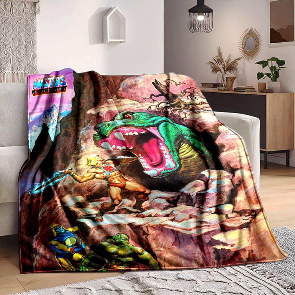 1Pc Battle Against Lizard Beast Flannel Blanket, Soft And Comfortable, Casual Warm, Camping Travel, Christmas, Halloween Xmas Gift L1105