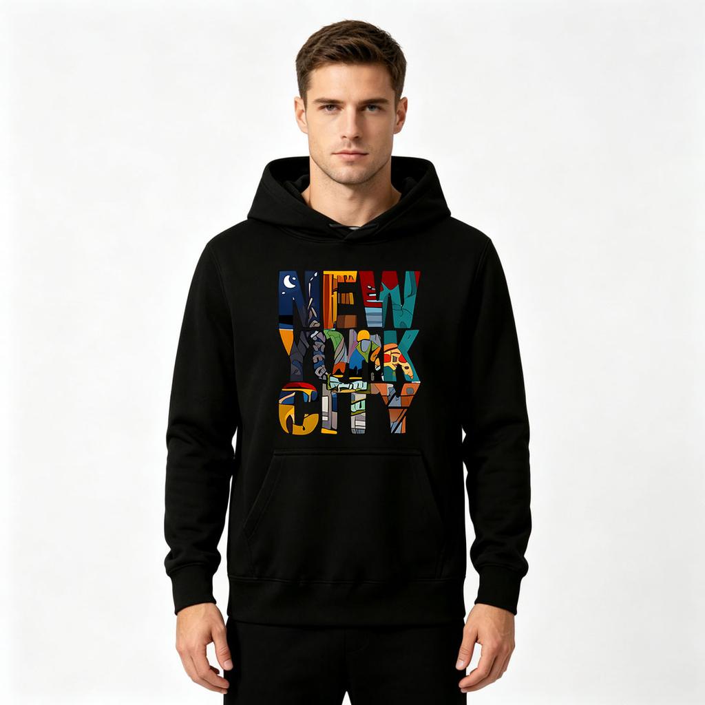 Men's New York City Graphic Print Pullover Hoodie Casual Long Sleeve Sweatshirt