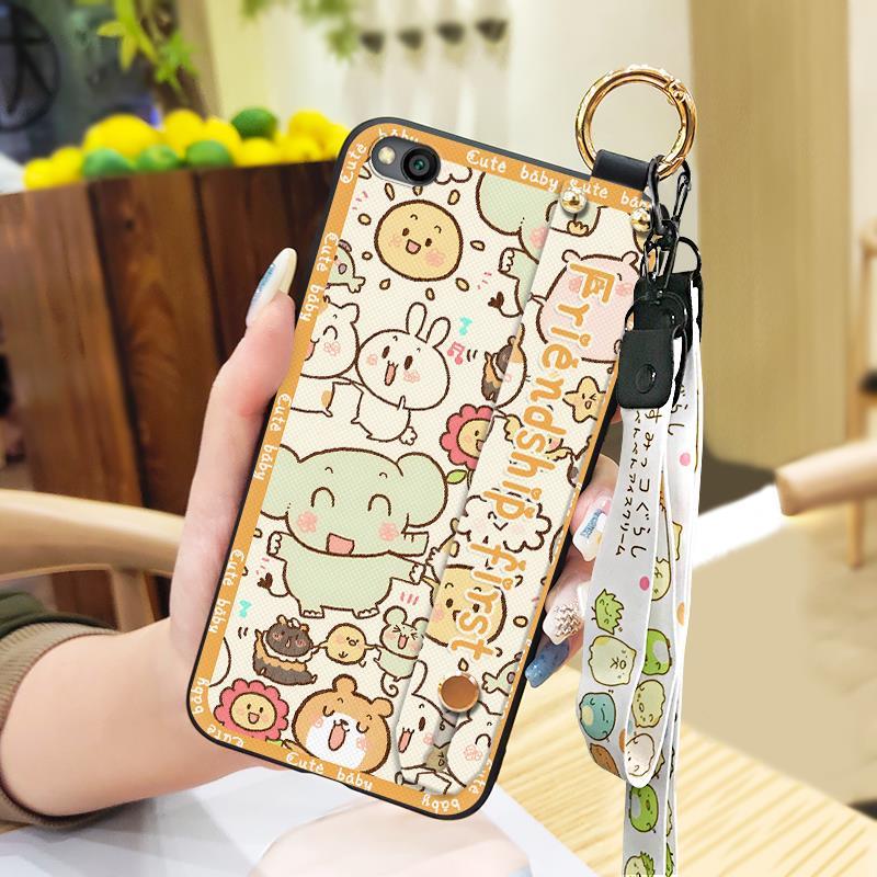 Anti-knock Back Cover Phone Case For Xiaomi Redmi GO Wrist Strap Durable Wristband Silicone Cute Waterproof Protective