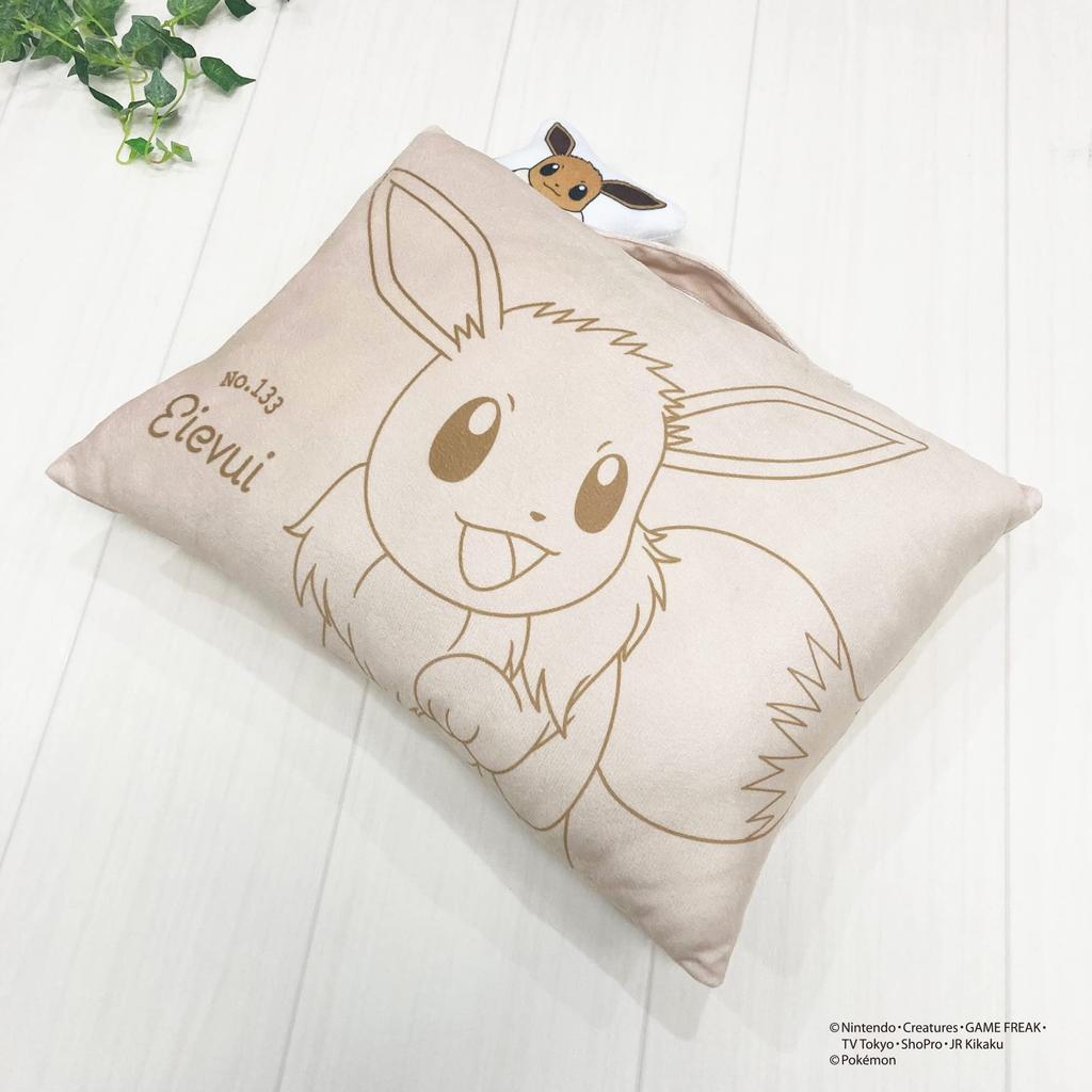 MORIPiLO Pokemon Eevee Body Pillow with Compact Plush Nap Character Pillow by Morishita (Mascot Pillow) Handle, Cushion, Toy, Pillow, 28x39x9cm,