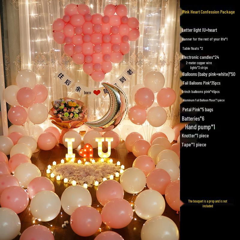 Romantic Surprise Proposal Scene: Creative Letter Lights & Indoor Decoration for Qixi Valentine's Day
