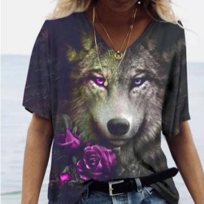 Женская футболка с короткими рукавами и 3D-принтом с изображением тигра, леопарда и различными узорами