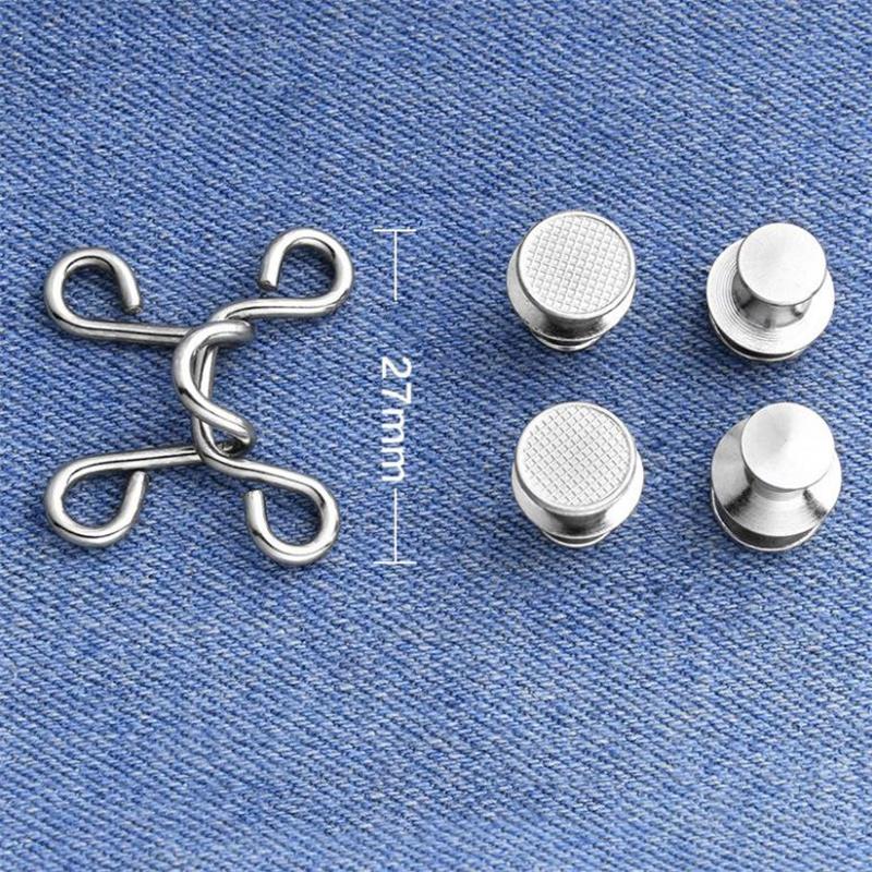 5 Sets Detachable Metal Jean Snap Buttons Adjustable Waist Tightener Buckle Pins DIY Sewing-free Pants Clothing Button Clips