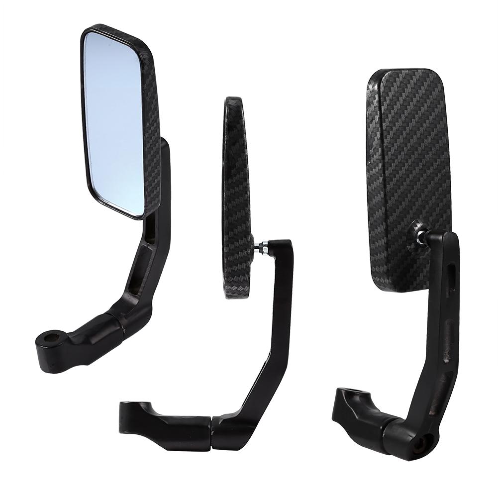 Pair Universal Motorcycle Bike Rectangle Rear View Mirrors 8mm 10mm Carbon Fiber