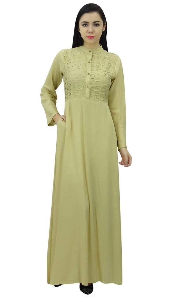 Bimba Женское платье-джильбаб с воротником-стойкой и карманами, длинный рукав